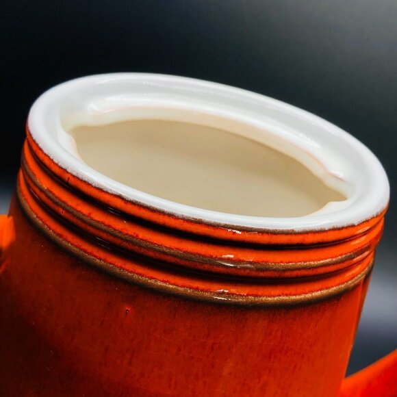 Beauceware Pottery Burnt Orange Coffee Pot Vintage Jean Cartier Artist Signed - Picture 9 of 12